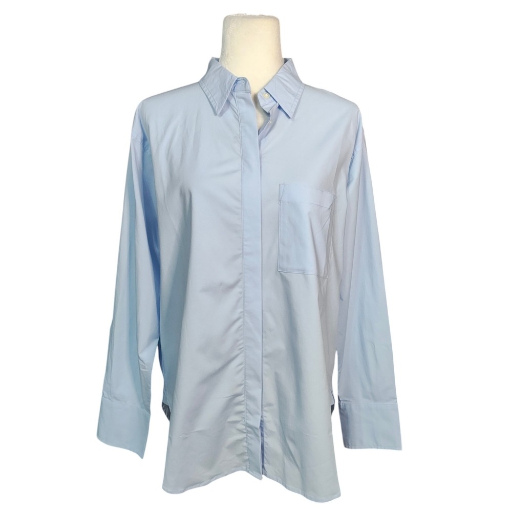 Ann Taylor NEW Button Down Shirt Light Blue Office Career Capsule Wardrobe NWT M